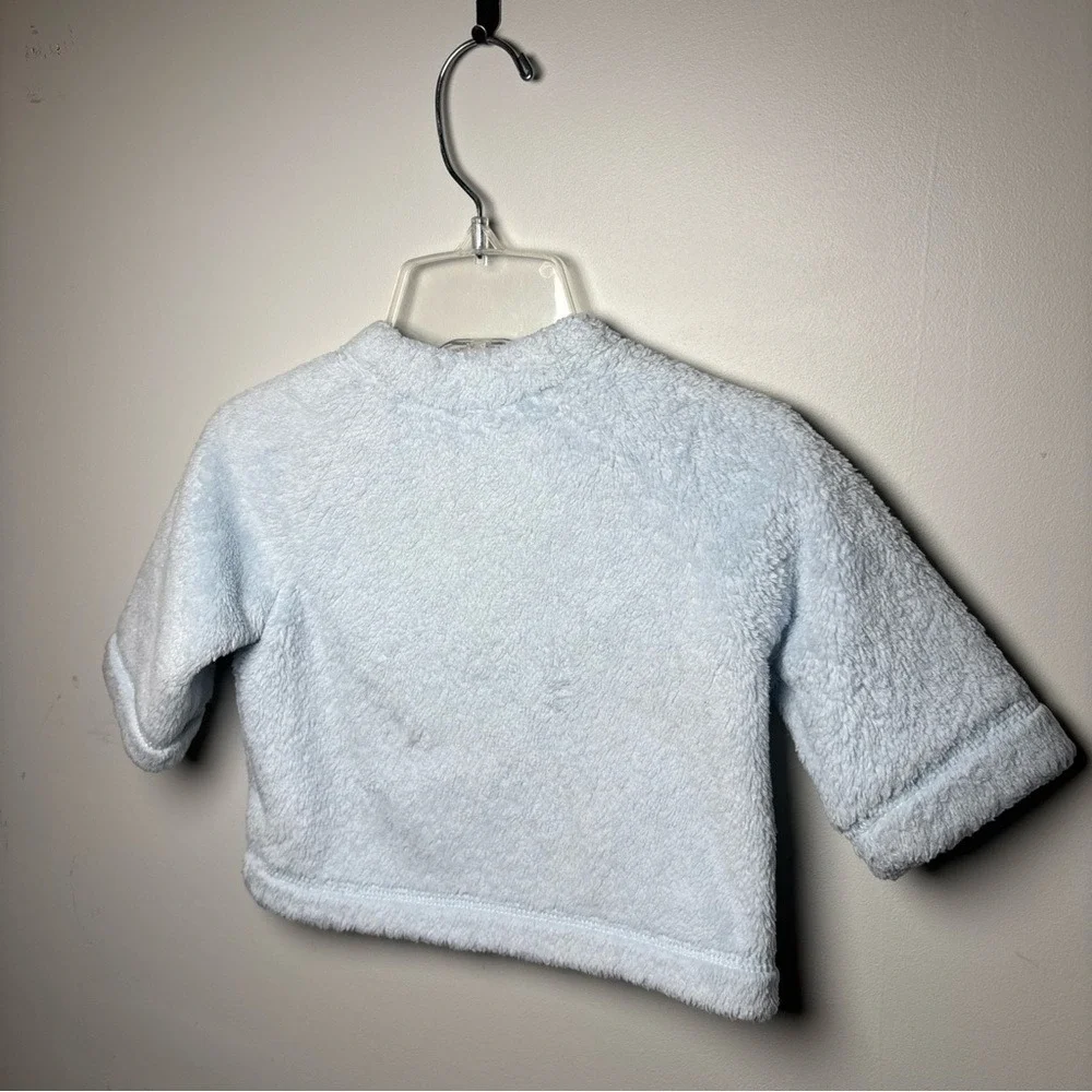 Hanna Andersson Fleece Star Pullover Light Blue Snap Shoulder Top Size 3-6 Month